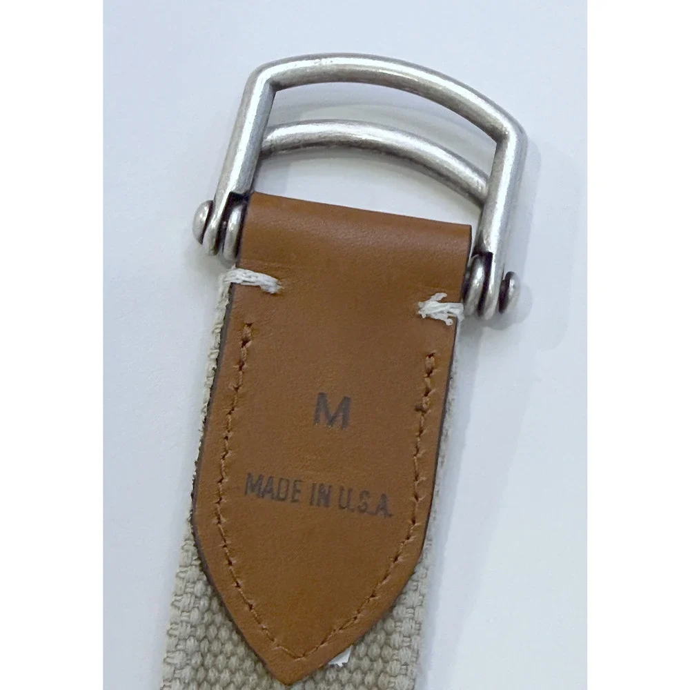 NEW JOHNNIE-O MENS LIGHT KHAKI BRENTWOOD WASHED CANVAS D-RING BELT GOLF SZ M